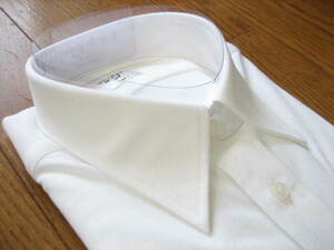 即決新品 SHIRTS MART セミワイドカラー 長袖 ニット シャツ 白系 M / 39-80 白系 / ノーアイロン / EWEC51-03 / 薄汚れあり / 送料無料 7