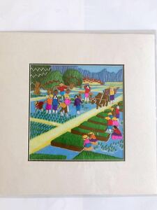 Art hand Auction Cute Asian Embroidery Painting Rice Planting Handmade, sewing, embroidery, embroidery, Finished Product