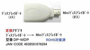 ディスプレイポート 変換アダプタ オス ⇔ オス DA-DP-MDP