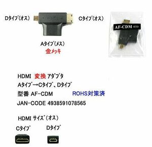 HDMI変換アダプタ Aタイプ → Cタイプ Dタイプ DA-AF-CDM