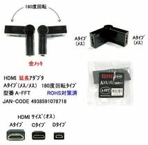 HDMI 延長アダプタ Aタイプ メス ⇔ メス 180度回転タイプ DA-A-FFT_画像1