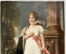 ■大判22cm 19世紀ドイツ手描き陶板画 ルイーズ王妃_画像3