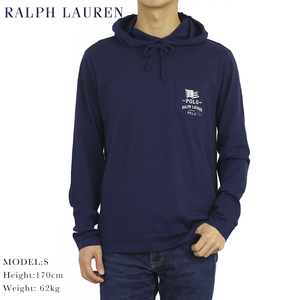 新品 アウトレット A372 Lサイズ コットンフード 長袖 Tシャツ polo ralph lauren ポロ ラルフ ローレン 紺