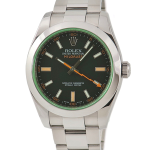 【3年保証】 ロレックス オイスターパーペチュアル ミルガウス 116400GV V番 黒 グリーンサファイヤガラス 自動巻き メンズ 腕時計