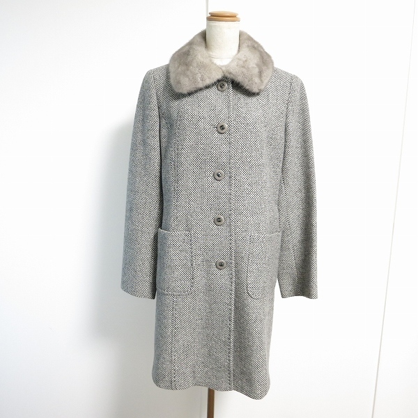Leilian レリアン カシミヤ100% カシミア 9号 チャコールグレー-