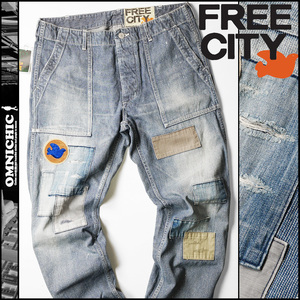 # new goods tax included 40,700 jpy [FREECITY] free City atmosphere eminent bird Logo . repair processing . eyes .... side fragrance .. finest quality Hickory Denim 34/ made in Japan 