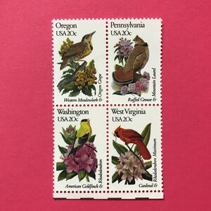 外国未使用切手★アメリカ 1982年 州の鳥と花 4種
