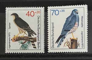 ドイツ切手★ ハイタカ(ベルリン切手)、ハリアー1973年青年切手b3