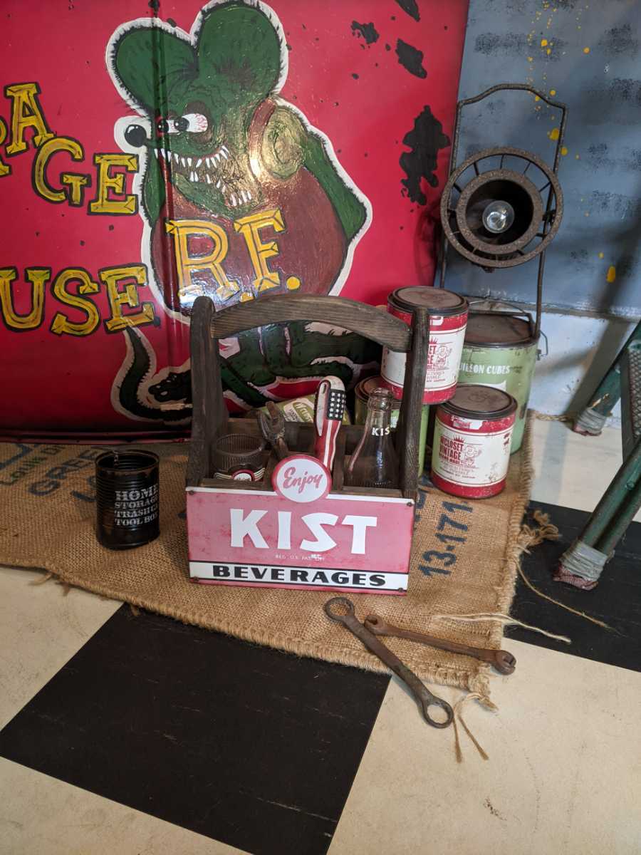 American Vintage KIST Letrero/portabebidas tipo caja de herramientas/soporte de control remoto (herramienta de jardín) #Accesorios de tienda #Vida de garaje, Artículos hechos a mano, interior, bienes varios, otros