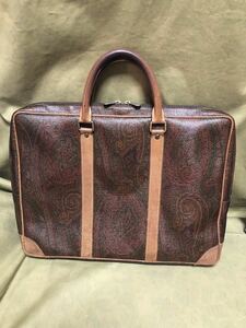  Etro business bag peiz Lee pattern PVC leather [ rare superior article ]