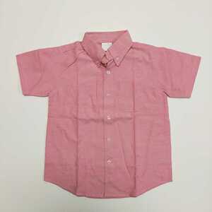 110cm 半袖シャツ　フォーマルシャツ　襟付きシャツ　子供用　赤　男の子　キッズシャツ　子供トップス　ボタンダウンシャツ 