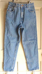 ★ZARA Trafaluc denimwear ザラ トラファルック / ユーズド加工・テーパードストレート・デニムジーンズ・ライトブルー・EUR38/USED