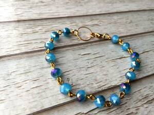 No.7368 cut glass beads. bracele Mill key blue group 