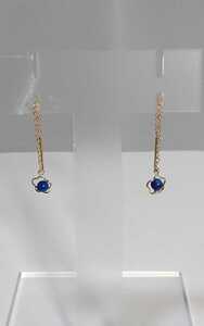 K18YG lapis lazuli long earrings!