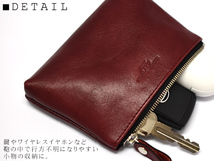 CALF カーフ 本革 レザーポーチ 【Sサイズ ブラウン brown】 日本製 カード入れ 皮革 小物入れ 皮革 Leather こげ茶_画像2