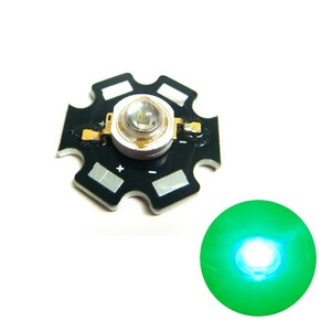 Edison POWER LED 3W 緑色 EDET-3LA1-1 星型ヒートシンク付き 10個