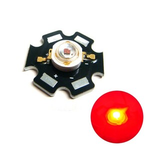 Edison POWER LED 1W 赤色 EDER-1LA3 星型ヒートシンク付き 1個