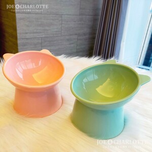 【2点】ピンク 大容量 猫 犬 フードボウル ペット食器 おやつ餌入れ水やり餌皿