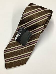 新品ミチコロンドン日本製ネクタイ　 人気の大人のブラウンストライプ　シルク100%お買い得サービス