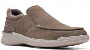 送料無料 Clarks 26cm スニーカー ストーン ブラウン レザー Uチップ デッキ カジュアル ビジネス シューズ ローファー サンダル JJJ107