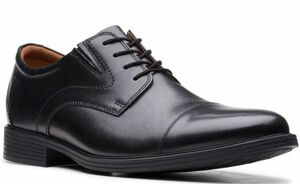 送料無料 Clarks 27cm ビジネス ブラック 黒 ストレート キャップ レザー 革 フォーマル ローファー スニーカー レースアップ JJJ92