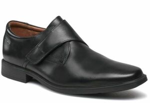 送料無料 Clarks 27.5cm ブラック ストラップ ベルクロ ビジネス シューズ レザー レースアップ プレーン スーツ スニーカー JJJ84