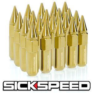 SICKSPEED spike nut Gold chrome P1.25 20ps.@90mm JDM USDM Schic Speed wheel nut Nissan Subaru Suzuki 