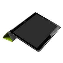 Huawei MediaPad T3 10 専用マグネット開閉式 スタンド機能付き専用三つ折ケース 薄型 軽量型 高品質PUレザーケース グリーン_画像4