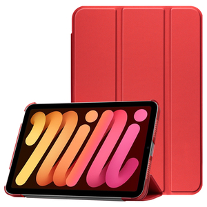 iPad mini 第6世代(2021) mini6 専用 三つ折スマートカバー 高品質PUレザーケース レッド