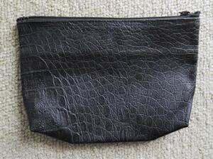  leather manner Mini pouch mat black imitation leather material handmade hand made cosme pouch back in back man and woman use unused last stock goods!!