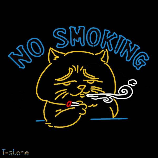 ネオンサイン 煙草をふかす猫 No Smokingネコ ガラスネオン 存在感抜群 アメリカン ルームデコ イルミネーション ナイトライト 雰囲気作り