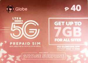 匿名配送 New 5G Prepaid SIM Card GLOBE グローブ プリペイドシムカード Philippines フィリピン 4G利用可 個人情報登録不要 Wi-Fi 出張