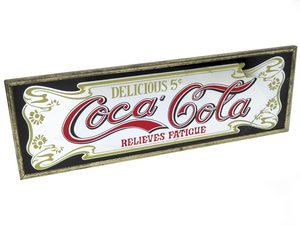レア ヴィンテージ コカコーラ パブミラー 販促ディスプレイ Coca'Cola DELICIOUS 5￠ RELIEVES FATIGUE