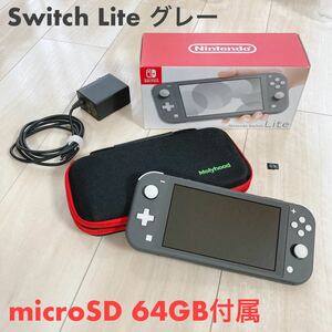 Nintendo Switch Lite 本体クレー microSDカード 64GB＆携帯ポーチ付