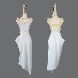 新作　素敵ラテンドレス　レディース社交ダンス衣装　サイズセミオーダー対応　お得セット品　ホワイト
