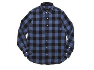 未使用 メンズ M FLANNEL NICE BLOCK CHECK SHIRT M316202 BLUE 長袖シャツ フランネル ブロックチェック ブルー ネルシャツ ベーシック