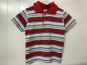  click post possible 4T health-tex polo-shirt with short sleeves US old clothes America Kids baby shirt border collar attaching red Vintage USA Y-9-18