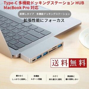 USB Hub Type-C ドッキングステーションMacBook Pro対応USB 3.0 Micro SD SDカード充電対応