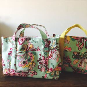 トートバッグ ミニバッグ お散歩バッグ お弁当バッグ ちょっとそこまで Flower ハンドメイド 帆布 一点物