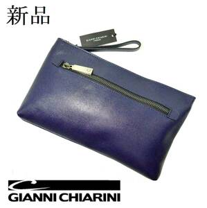 ♂♀【イタリア製】GIANNI CHIARINI クラッチバッグ 紺 ネイビー サフィアーノレザー ジャンニキアリーニ / ジャンニキャリーニ