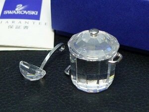 ▲602744/01▲SWAROVSKI　スワロフスキー　お鍋セット27.1g　ふた　お玉　外箱　元箱　保証書付　ミニチュア