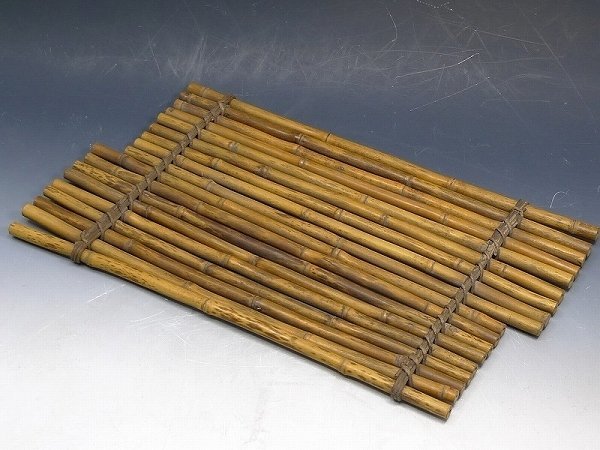 ▲10P239▲時代煎茶道具斑竹筏組敷板・花台