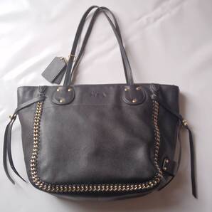 【美品】即決 売切 破格 COACH コーチ レザートートバッグ テータム チェーン ターンロック ブラック 34398 送料無料