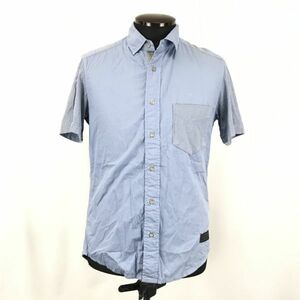 DKNY JEANS/ Donna Karan * short sleeves shirt / reverse side table cut . return [ men's S/ blue × gray ] with translation special price *BG290