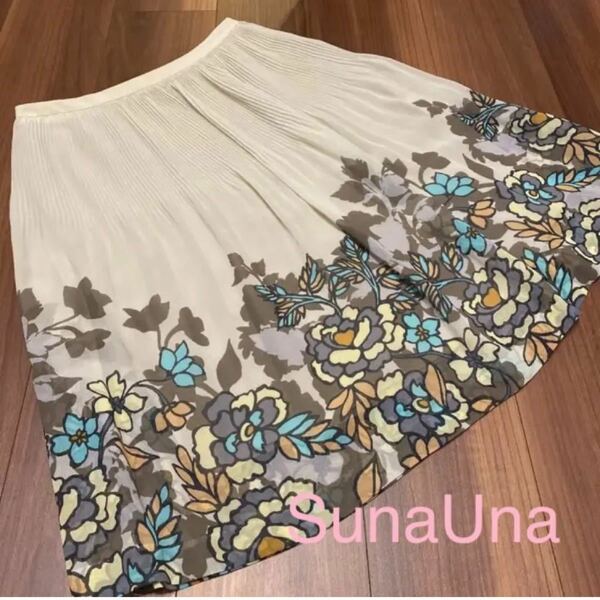 SunaUna スーナウーナ　お花プリントシフォンスカート　36 Ｓ