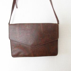 Good product ETRO Etro total pattern paisley pattern leather shoulder bag semi-shoulder brown brown 042, Huh, Etro, Bag, bag