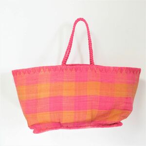 Good product SAMANTHAVEGA ANNABEL INGALL Annabel Ingal plaid raffia bag tote bag pink × orange 043, Samantha Thavasa, Bag, bag, tote bag