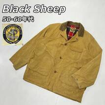 50-60年代【Black Sheep】ブラックシープ ダック生地 ハンティングジャケット チェックライナー コーデュロイカラー ベージュ ビンテージ_画像1