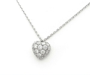 [ green shop pawnshop ] Cartier pave Heart necklace diamond Ref.B7221400 K18WG[ used ]