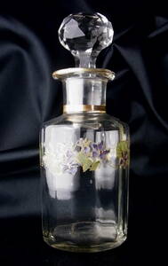 可憐 LEGRAS ＆ Cie ルグラ 19世紀後期頃 菫の香水瓶 エナメル彩で描かれたスミレ パフュームボトル アンティークフランス